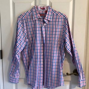 Men’s dress shirt Izod pink and blue check